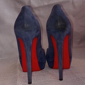 Christian Louboutin Bianca blue suede platform heels